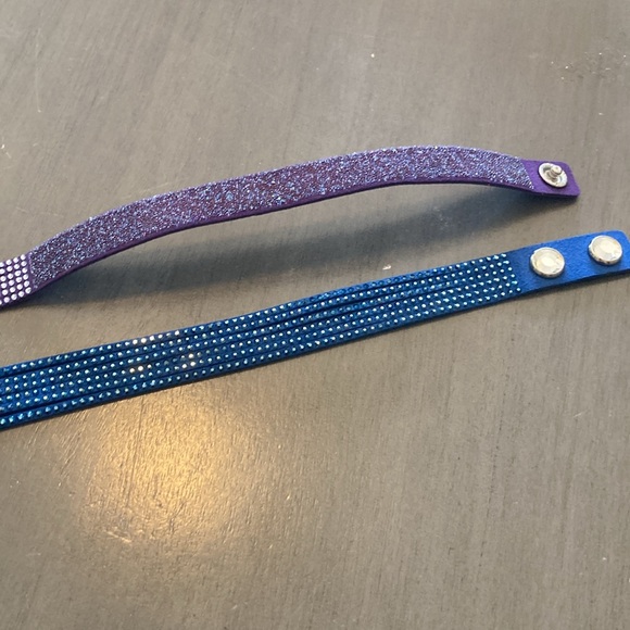 2 Swarovski Slake crystal wrap bracelets blue purple - Picture 5 of 7